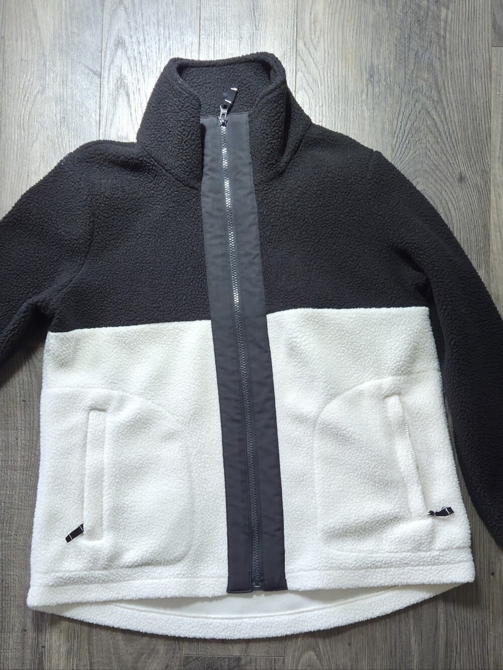 Talbots Two-Tone Fleece Jacket - Black & White